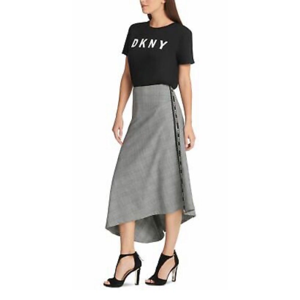 DKNY Logo-Trim Asymmetrical Skirt Size 2